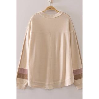 Cozy Contrast Waffle Knit Pullover Sweater | VJ-23