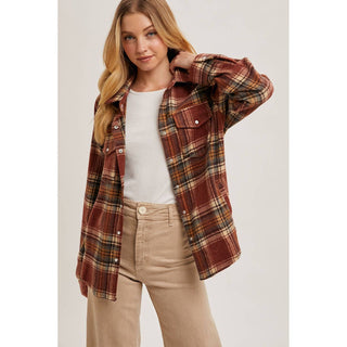 Plaid Button-Down Shacket | BI-34