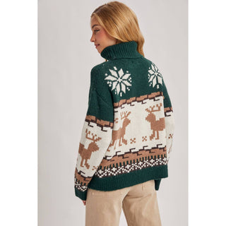 Nordic Reindeer Turtleneck Sweater | BI-32
