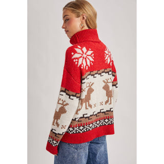 Nordic Reindeer Turtleneck Sweater | BI-32