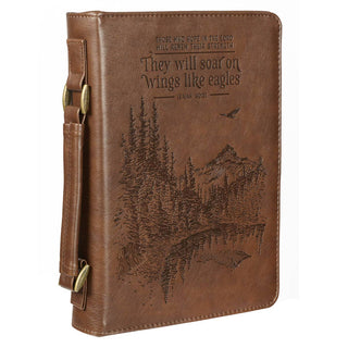 Bible Cover | Classic Brown | Isaiah 40:31 | They Will Soar on Wings Like Eagles