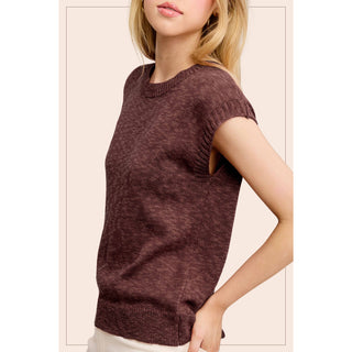 Sleeveless Crew Neck Top | Loose Fit | Ribbed Knit | La Miel | LM-23