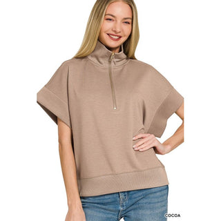 Scuba High Neck Half Zip Short Sleeve Pullover | ZN-56