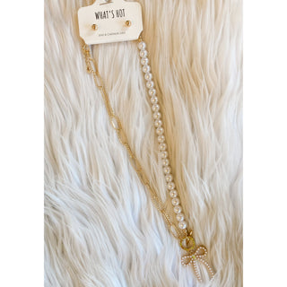 Gilded Grace Bow Necklace with Gold Earrings | CRM-GD
