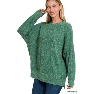 Brushed Melange Drop Shoulder Oversized Sweater ZN-81
