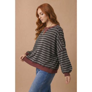 Stripe Oversized Fit Knit Sweatshirt | HA-02
