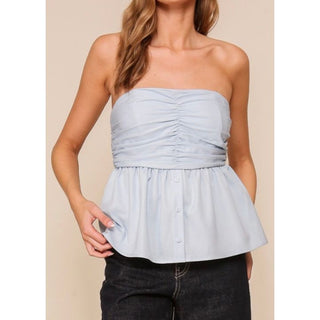 Ruched Strapless Top | LU-04