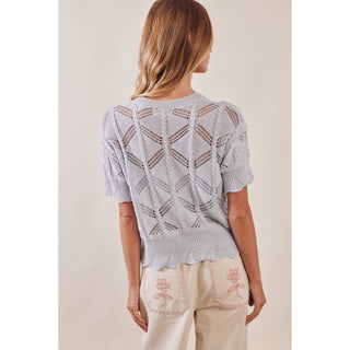 Pointelle Knit Short Sleeve Top | LI-15