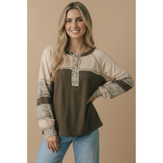 Round Neck Floral Cotton Slub Top | HA-03