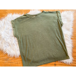Cotton Modal Slub Rolled Sleeve Tee | ZN-44