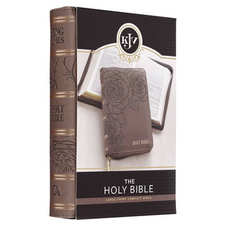 KJV Bible | Compact Large Print | Faux Leather | Gray with Zipper | CG-01