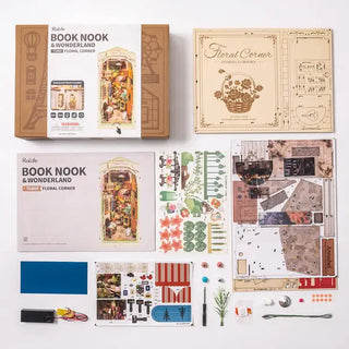 DIY Book Nook Kit: Floral Corner with Dust Cover | Hands Craft | TGB09