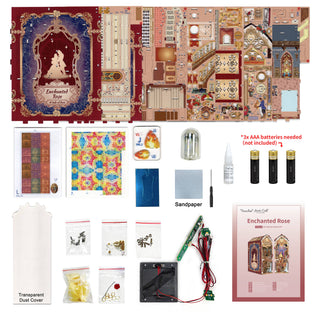 DIY Book Nook Kit | Enchanted Rose w/ Dust Cover | HTQ147