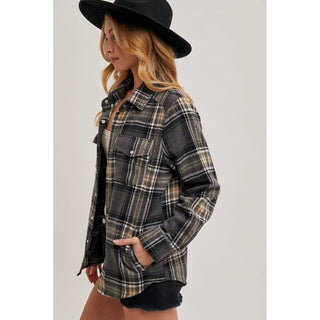 Plaid Button-Down Shacket | BI-34