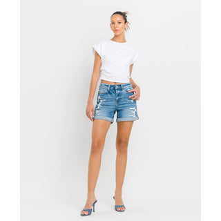 High Rise Double Cuff Shorts FM-15