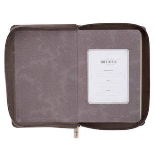 KJV Bible | Compact Large Print | Faux Leather | Gray with Zipper | CG-01