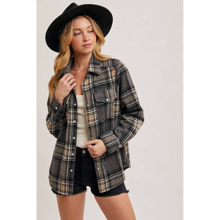 Plaid Button-Down Shacket | BI-34