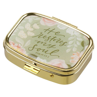 He Restores My Soul | Green Floral Pill Case CG-01
