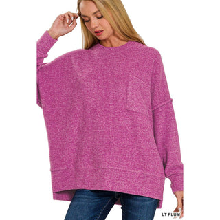 Brushed Melange Drop Shoulder Oversized Sweater ZN-81