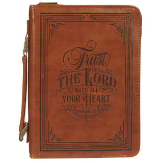 Bible Cover | Classic Brown | Proverbs 3:5 | Trust in the Lord with all your Heart
