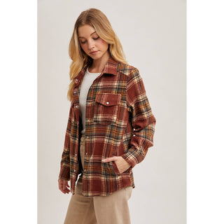 Plaid Button-Down Shacket | BI-34