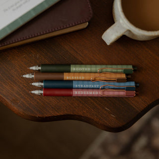 Plaid Pen Set | Steadfast, Rooted, Blessed & Redeemed