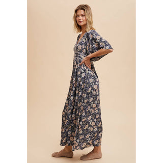 Border Print Flutter Sleeve Maxi IL-03