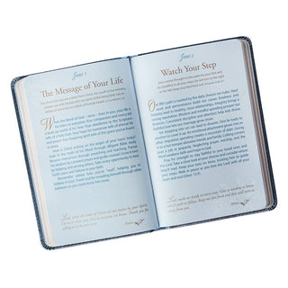 Devotional for Mr. & Mrs. Blue Faux Leather | Christian Art Gifts