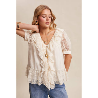 Romantic Lace Ruffle Blouse | LI-12