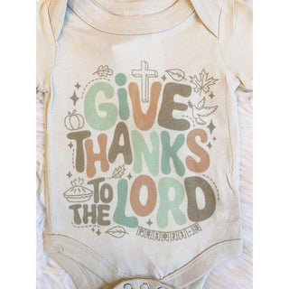 Give Thanks to The Lord Baby Bodysuit Bella Canvas Graphic Tee KT-189