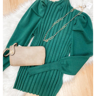 Mock Neck Puff Sleeved Knit Top BI-08