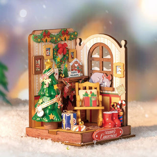 DIY Miniature House Kit: Christmas Fireplace