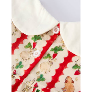 Easter Floral And Rabbit Embroidered Girls Dress RF-02