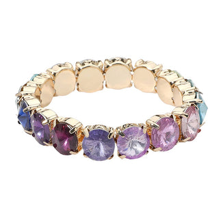 Faceted Round Stone Stretch Bracelet