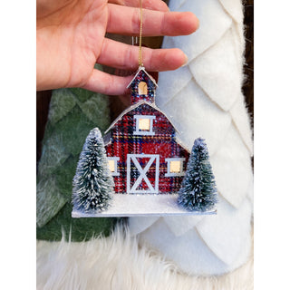Christmas on the Farm Lighted Barn Ornament
