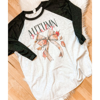 Autumn Girly Bella Canvas 3/4 Sleeve Baseball Tee