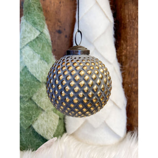 Old World Gold & Grey Kugel Ornament