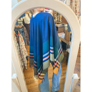 Sidney Midnight Plaid Fringe Wrap