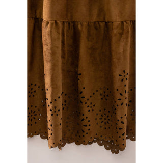 Autumn Suede Tiered Midi Skirt | VJ-28