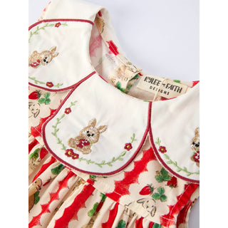Easter Floral And Rabbit Embroidered Girls Dress RF-02