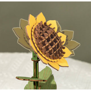 Sunflower Robotime Rowood DIY Wooden Flower 3D Puzzles