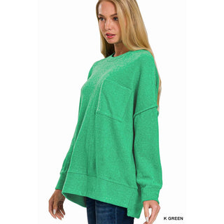 Brushed Melange Drop Shoulder Oversized Sweater ZN-81