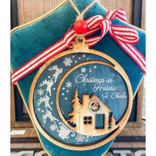 Christmas in Historic St. Charles | Wooden Ornament | KT-133