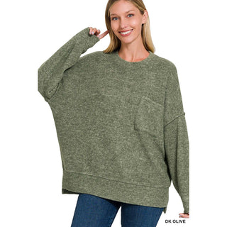 Brushed Melange Drop Shoulder Oversized Sweater ZN-81