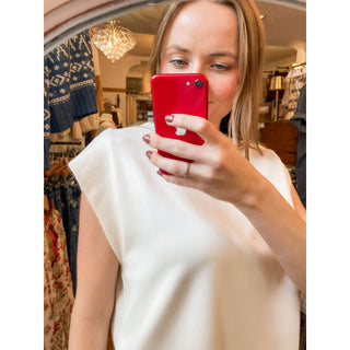Cream Ribbed Sleeve Top EN-05