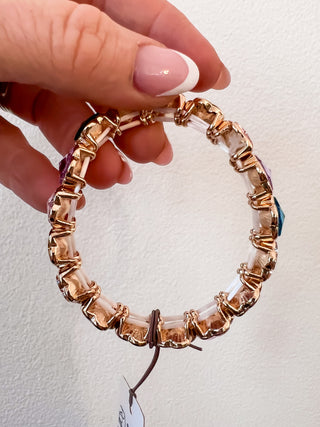 Multi-Faceted Flower Gem Stretch Bracelet