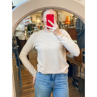 Beige Brushed Round Neck Knit Top DR-24