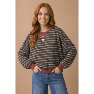 Stripe Oversized Fit Knit Sweatshirt | HA-02