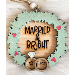 Married and Bright 2025 | Wooden Ornament | KT-135
