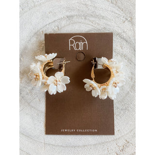 White Flower Bunch Earrings | RJ-04